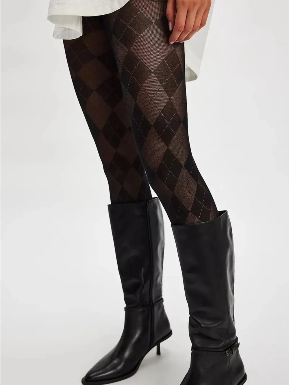Free People Argyle Allure Brown Tights One Size New